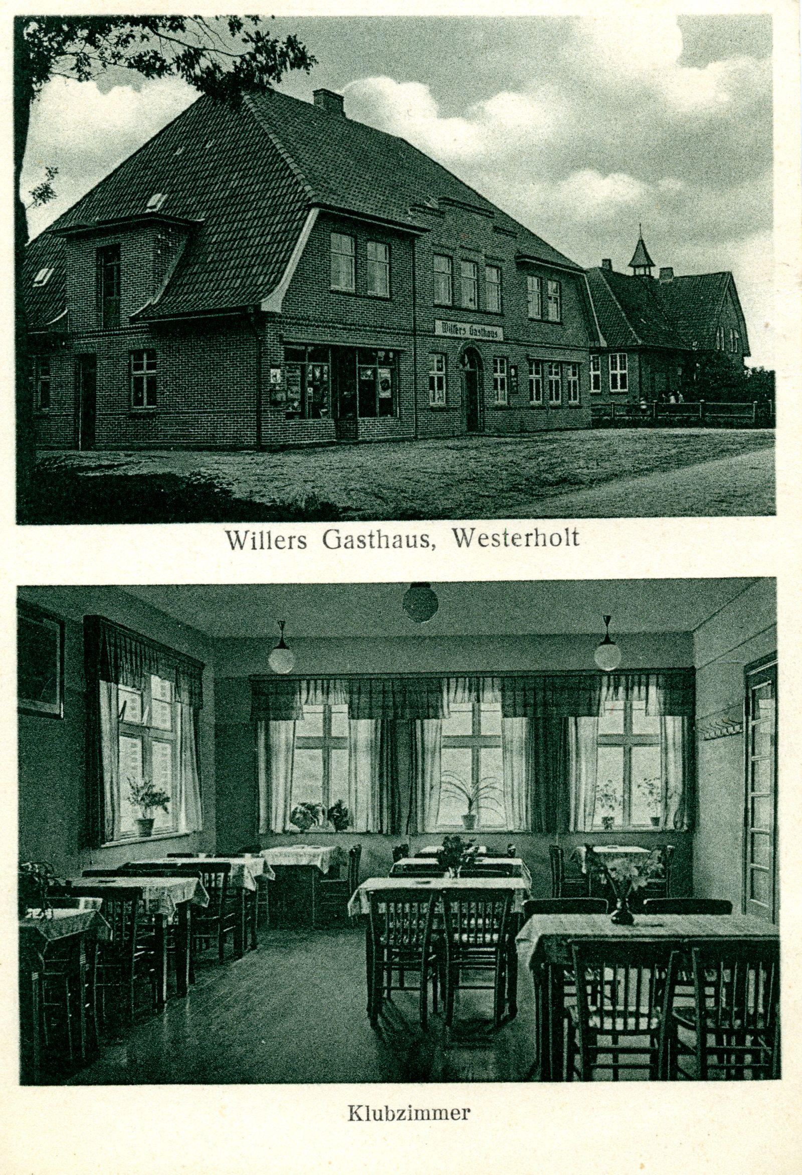 Alte Ansichtskarte des Gasthauses Willers, ca. 1950.